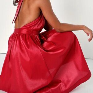 Lulus Red Organza Midi Dress